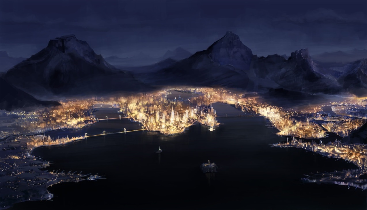 an image of a city at night